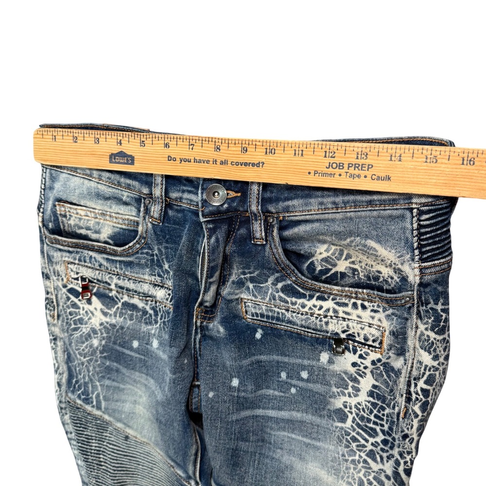 Crysp Denim Mens Y2K Moto Biker Jeans Distressed Paint Splatter Streetwear 31x31 - Picture 6 of 12